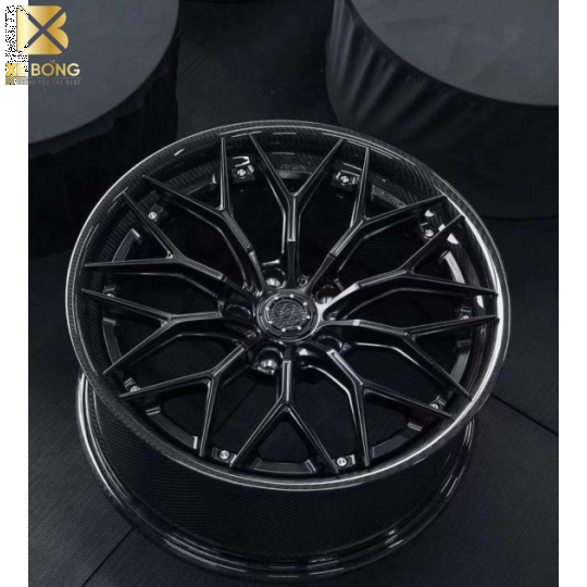 Nhôm Forged 2 Mảnh. Vành Carbon. Nan Đen